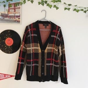Preppy Plaid Cardigan Sweater